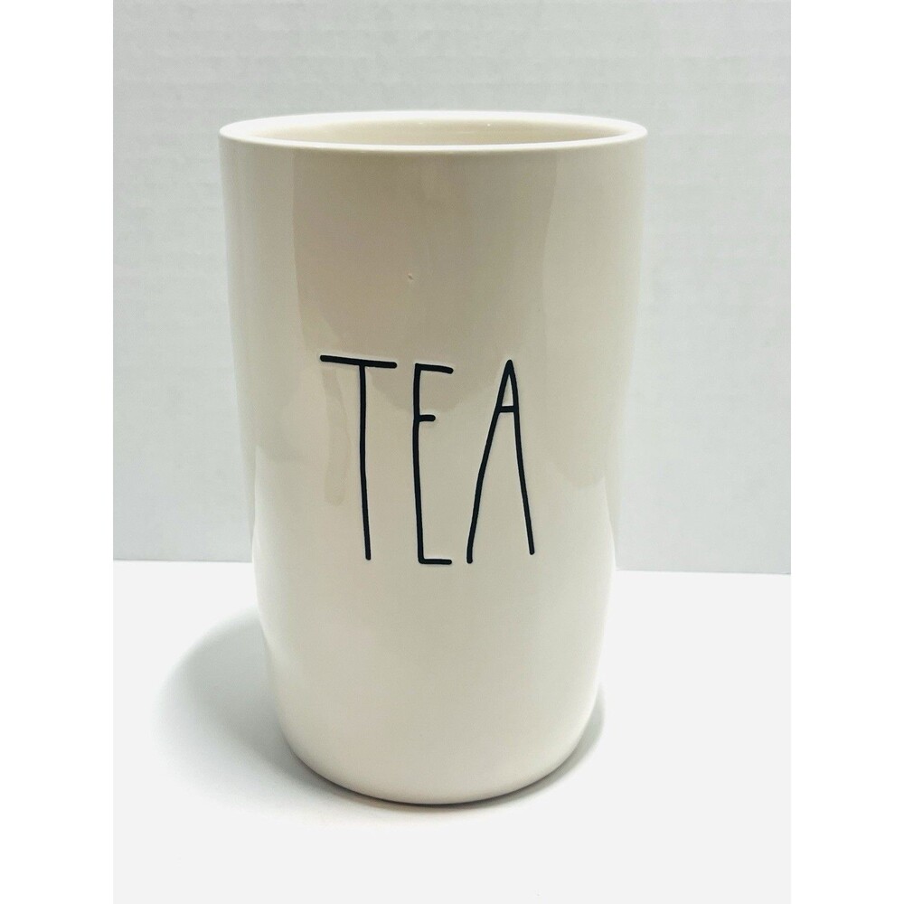 RAE DUNN TEA CERAMIC CANISTER PERFECT FOR HOLDING TEA BAGS ETC NO LID